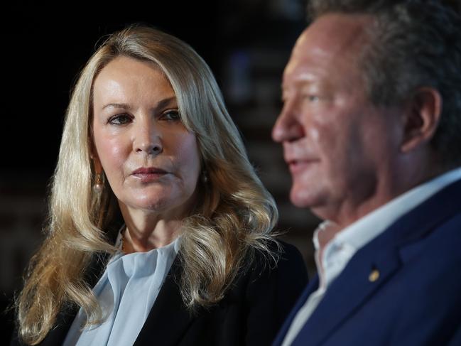 SYDNEY, AUSTRALIA - NewsWire Photos DECEMBER 10, 2021: Mining Magnate, Andrew Forrest announced today that Fortescue CEO, Elizabeth Gains (left) will be leaving her role once they find a replacement but she will remain on the Board of Directors. Picture: NCA NewsWire / David Swift