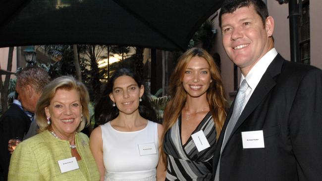 Packer with mother Ros, sister Gretel and then-fiancee Erica Baxter and son James at a Sydney charity function.