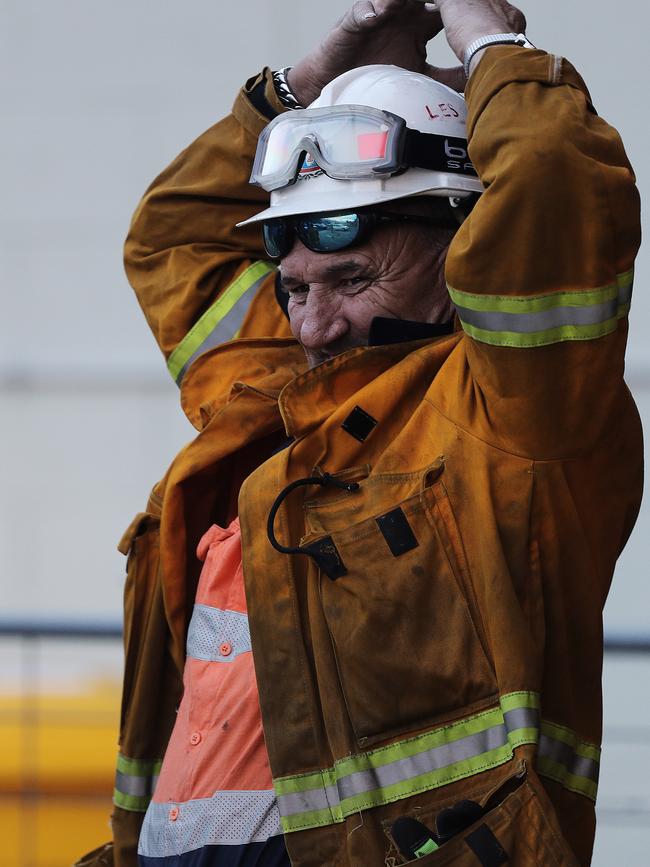 Tasmania Fire Service personnel at Lachlan Fire Station. Picture: LUKE BOWDEN