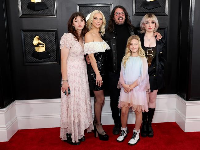 Dave Grohl with his wife and daughters Harper, Violent and Ophelia. Picture: Getty Images