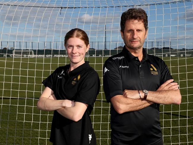 Leading Australian coach Joe Montemurro with Matildas star Cortnee Vine. Picture: Getty