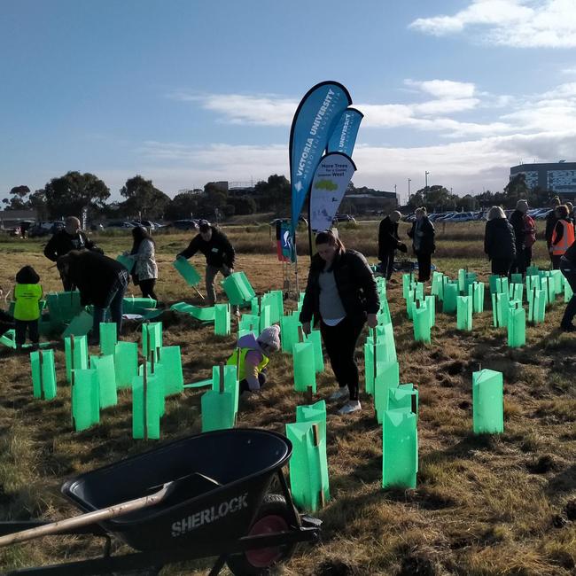 Victoria University, Werribee had a community tree planting day in 2022 as part of the initiative. Picture: Supplied