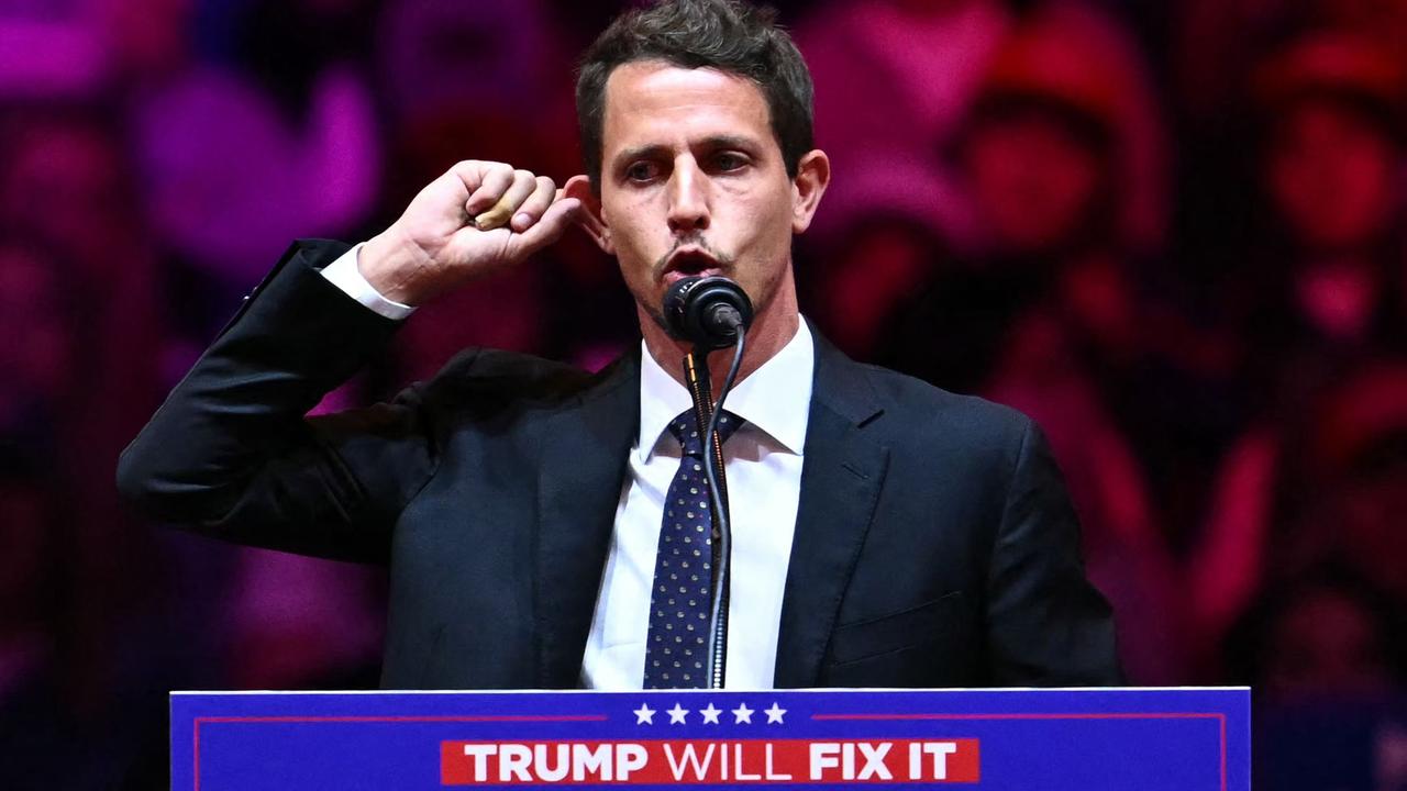 Tony Hinchcliffe during the rally. Picture: Angela Weiss/AFP