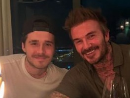 David Beckham with son, Brooklyn. Picture: Supplied
