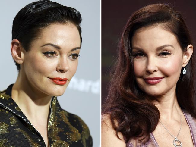 Actresses Rose McGowan (left) and Ashley Judd spoke to The New York Times on the record about Harvey Weinstein’s alleged behaviour. Picture: AP Photo