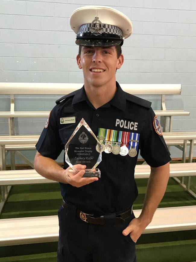 NT Police Officer Zachary Rolfe was commended for a river rescue in 2016.