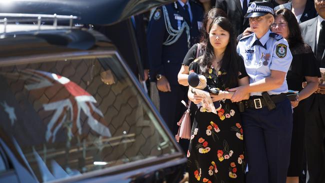 Funeral for the late Constable Timothy David Proctor held at All Saint's Catholic Church, Liverpool.  Timothy's wife Dianne Proctor after leaving the church.  Picture: Dylan Robinson