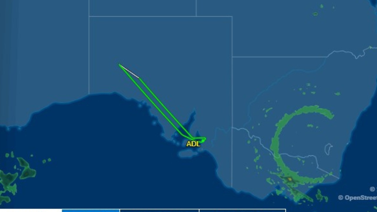 During flight JQ125 from Adelaide to Denpasar turned back earlier today after the onboard toilets stopped flushing. Picture: FlightAware