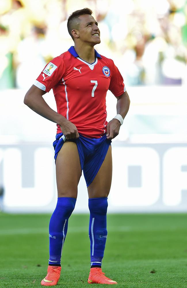 Why is Chile forward Alexis Sanchez giving himself a wedgie?