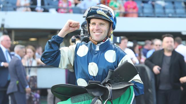 KEMBLA GRANGE, AUSTRALIA - NOVEMBER 23: Tommy Berry riding Gringotts wins Race 8 The Illawarra Mercury Gong during "The Gong Day" at Kembla Grange Racecourse on November 23, 2024 in Kembla Grange, Australia. (Photo by Jeremy Ng/Getty Images)