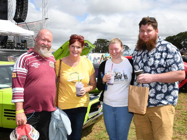 Ed and Noami Searles (left) with Jess and Sam Wright. Meatstock Festival, Toowoomba showgrounds. April 2022