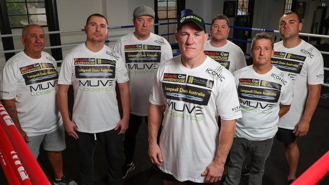 Team Gallen: Pete the Greek, Pete Mitrevski, Graham Shaw, Paul Gallen, Scott Hogan, Brian Wilmott, and Caine Janakievski. Picture: Justin Lloyd