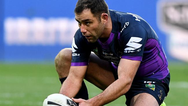 Cameron Smith attempts a conversion for the Storm.