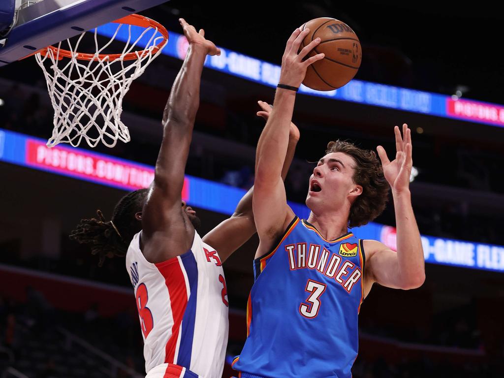 Josh Giddey drives to the basket for the Thunder in the NBA. Picture: Getty Images/AFP