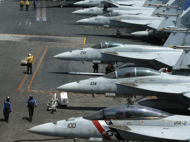The Vinson is loaded with F18 fighter jets. Picture: AP Photo/Bullit Marquez