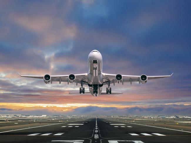 Airplane taking off from the airport, front view.Escape 24 November 2024NewsPhoto - iStock