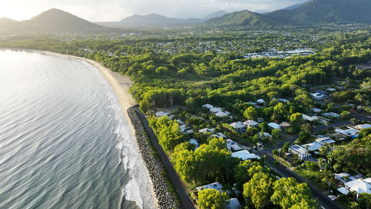 Aerial view of Kewarra Beach and Clifton Beach at sunrise. Picture: Brendan Radke