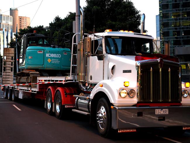 The truck was carrying an excavator. Picture: Nicole Garmston