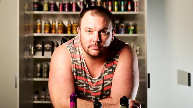 Australia is putting a ban on vaping from July 1st. Vape Vault owner Robert Adams is not pleased with this decision. Picture: Alix Sweeney