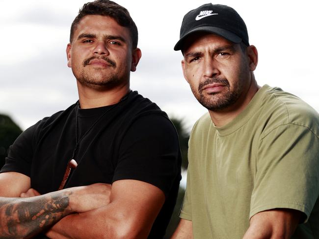 ***HOLD EMBARGO MUST CHECK WITH DT PID DESK BEFORE USE*** , ,  DAILY TELEGRAPH. APRIL 11, 2023.Embargoed for CODE and The Daily Telegraph April 18th. Do Not Use unless you speak to the Picture Desk or Jamie Pandaram.Pictured is Latrell Mitchell and Cody Walker at Redfern Oval for the Code Sports Investigation series into social media abuse of athletes. Picture: Tim Hunter.