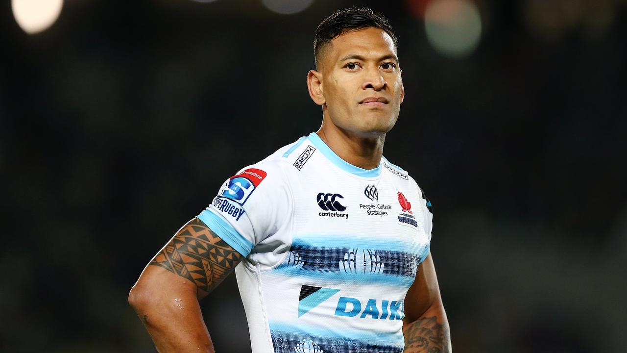 Israel Folau of the Waratahs at Eden Park in Auckland.