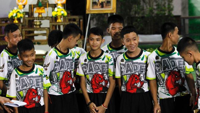 Some of the 12 members of the Wild Boar soccer team, who were rescued from the Tham Luang cave.