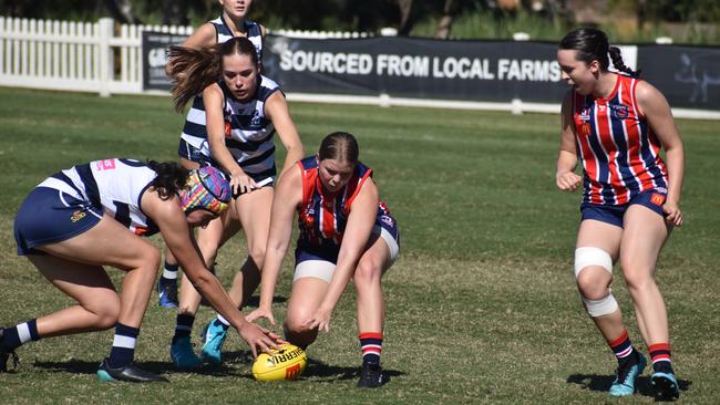 Under-17 Girls division 1 action between the Wilston Grange Gorillas and Broadbeach Cats. Sunday April 30, 2023. Picture: Nick Tucker