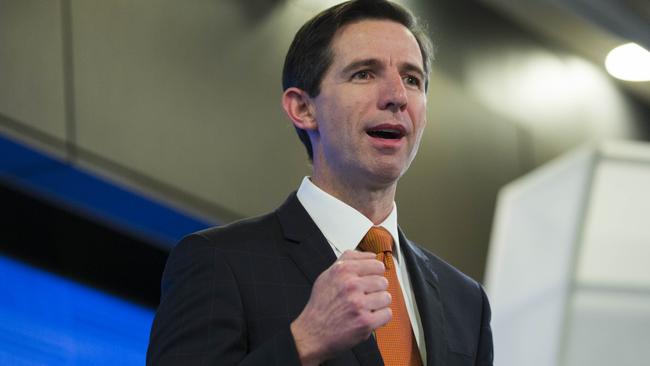 Minister for Training and Education Simon Birmingham has accused the Andrews government of hypocrisy. Picture: AAP Image/Sean Davey