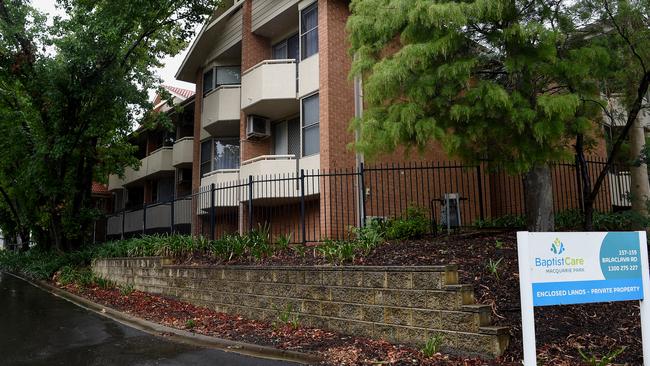 An 82-year-old resident at BaptistCare Dorothy Henderson Lodge died from COVID-19 on Sunday. Picture: AAP