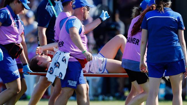 No.1 draft pick Isabel Huntington tore her ACL on Sunday. Picture: Getty