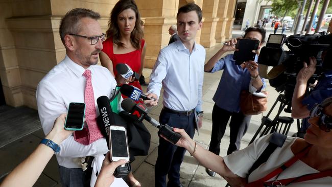 RSPCA lawyer Damon Ind speaks to the media after James Rech was sentenced to jail. Picture: AAP / Kelly Barnes