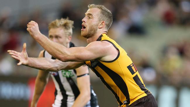 Mitchell had 34 handballs against the Magpies. Picture: Michael Klein