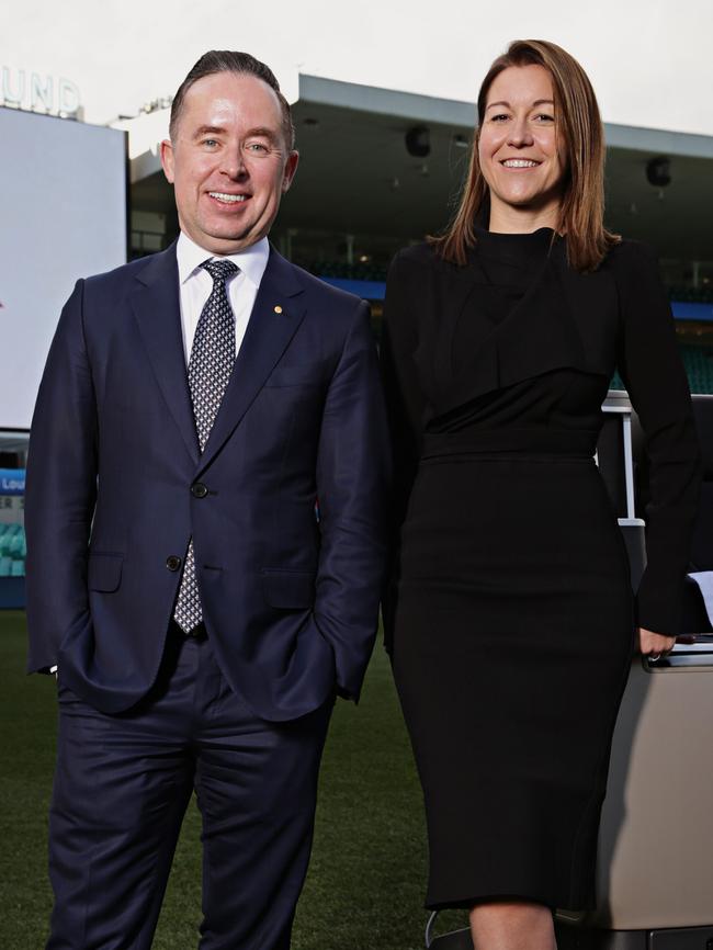 Qantas CEO Alan Joyce with Chief Executive of Qantas's loyalty business Olivia Wirth. Picture: Adam Yip