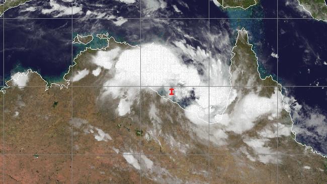 Satellite image of a tropical low in the Gulf of Carpentaria expected to form into a tropical cyclone.