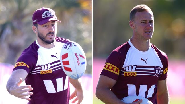 (L-R) Maroons veterans Ben Hunt and Daly Cherry-Evans.