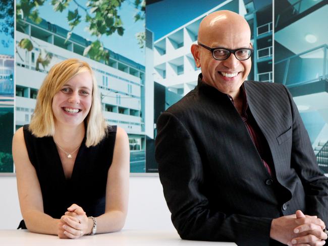 01/12/2016: (L-R) DesignInc HR manager Tara Keast and the company's managing director Sandeep Amin at their offices in North Sydney. Hollie Adams/The Australian