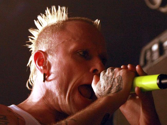 British band The Prodigy play the Gold Coast Convention and Exhibition Centre, Broadbeach. Band member Keith Flint performs.