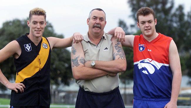 McGhie (left) with his dad Robbie ‘Bones’ McGhie and brother Lachlan in 2002.