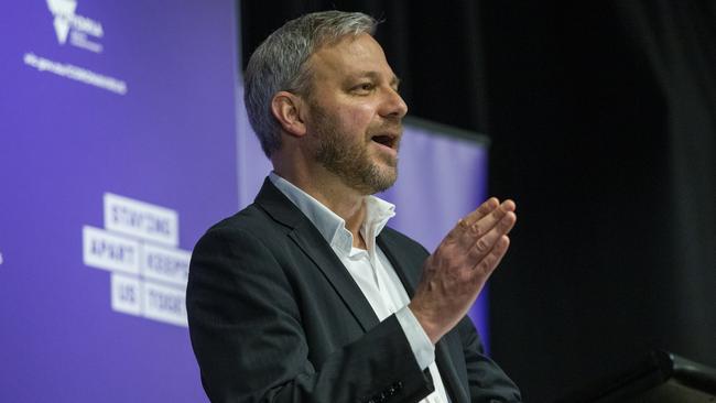 Victorian Chief Health Officer Brett Sutton at the Saturday briefing with Dan Andrews. Picture: Wayne Taylor