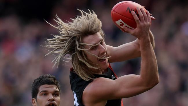 Dyson Heppell dominated the final term when the game was a up for grabs. Picture: AAP