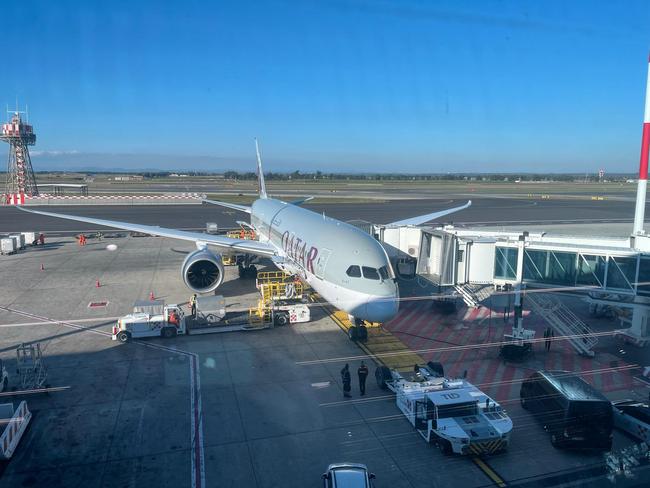 The plane on the runway in Italy. Picture: Erik Messori and Andrea Vagnoni