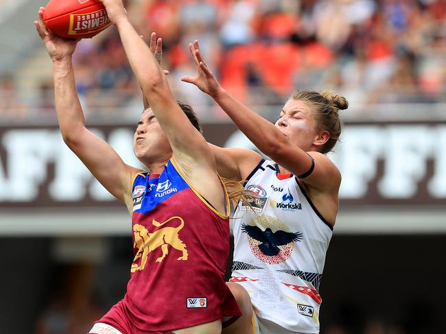 Shannon Campbell in action during the Women's AFLW Grand Final between the Brisbane Lions and Adelaide Crows at Metricon Stadium on the Gold Coast. Pics Adam Head