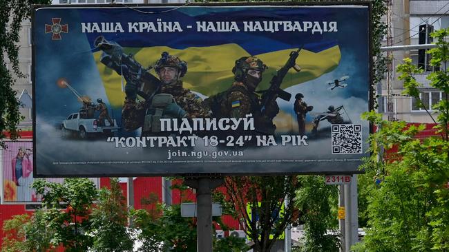 A recruiting billboard for Ukraine military in Kyiv Picture: AFP