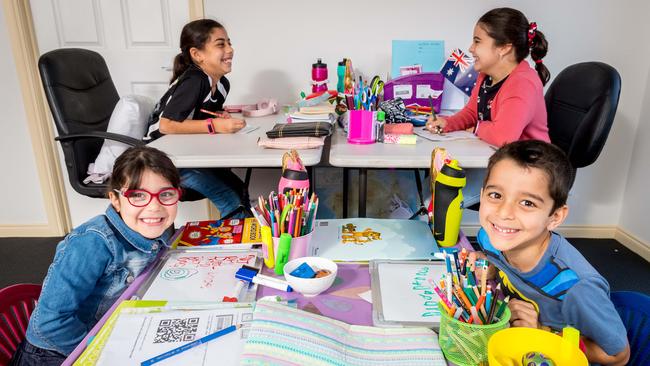 The Haider family Amani, 10, Sodia, 9, Anisa, 6 and Zaine, 6. Picture: Jake Nowakowski