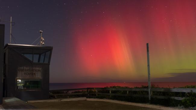 The aurora over Jan Juc on Monday night. Picture: Shaun Viljoen