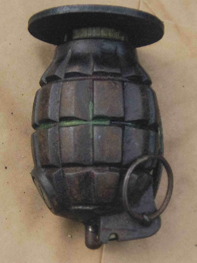 A grenade from the weapons cache.