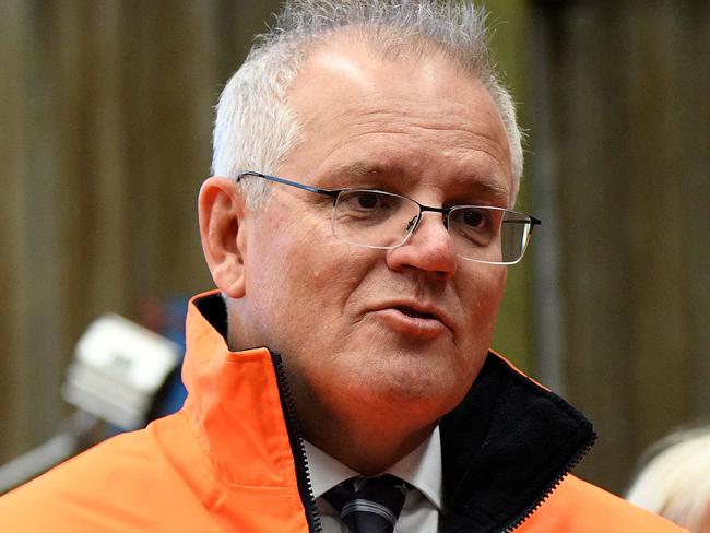 SYDNEY, AUSTRALIA - NewsWire Photos, NOVEMBER, 15, 2021: Prime Minister Scott Morrison meets with workers during a tour of the Baker and Provan manufacturing business in St Mary's, Sydney. Picture: NCA NewsWire/Bianca De Marchi