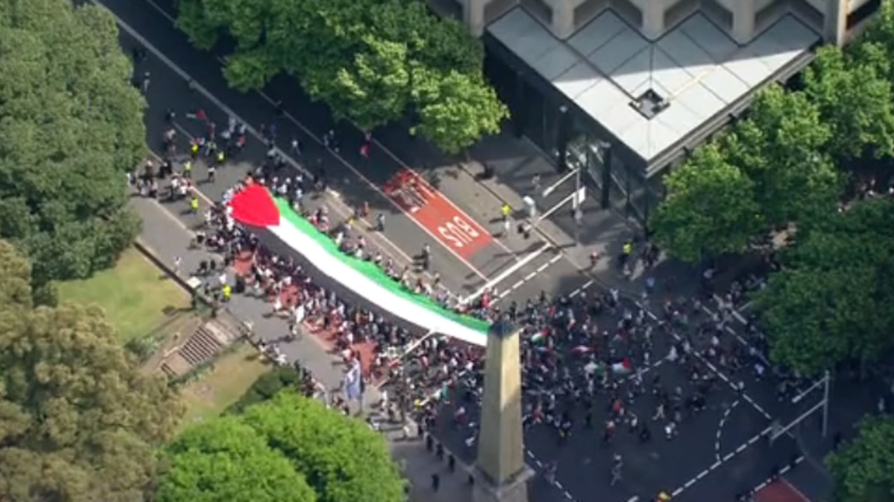 Pro-Palestine march with an estimated 10,000 people underway in Sydney’s CBD