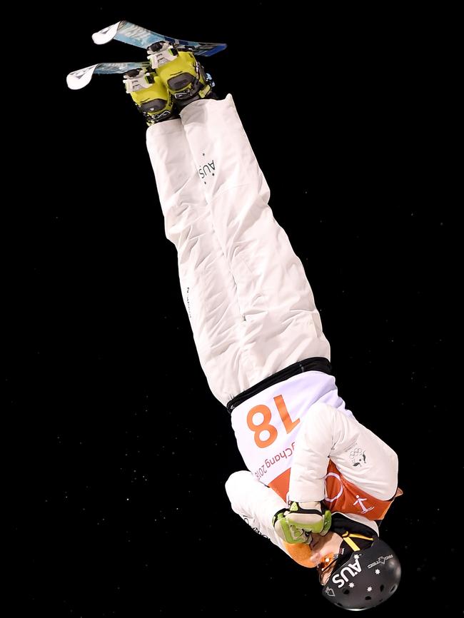 David Morris competes in the men’s aerial finals. Picture: Getty Images.