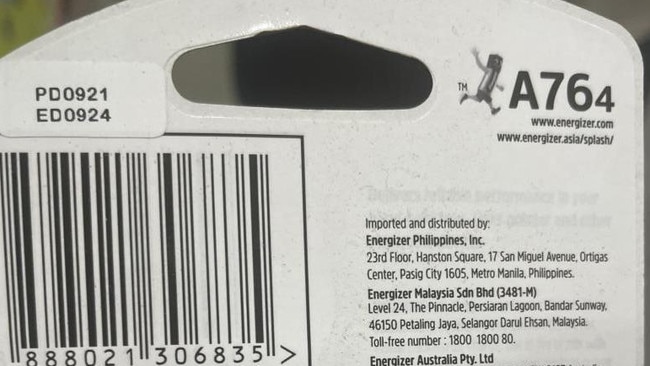 The products are required to have a warning label, but it was covered by a sticker. Picture: Product Safety Australia.